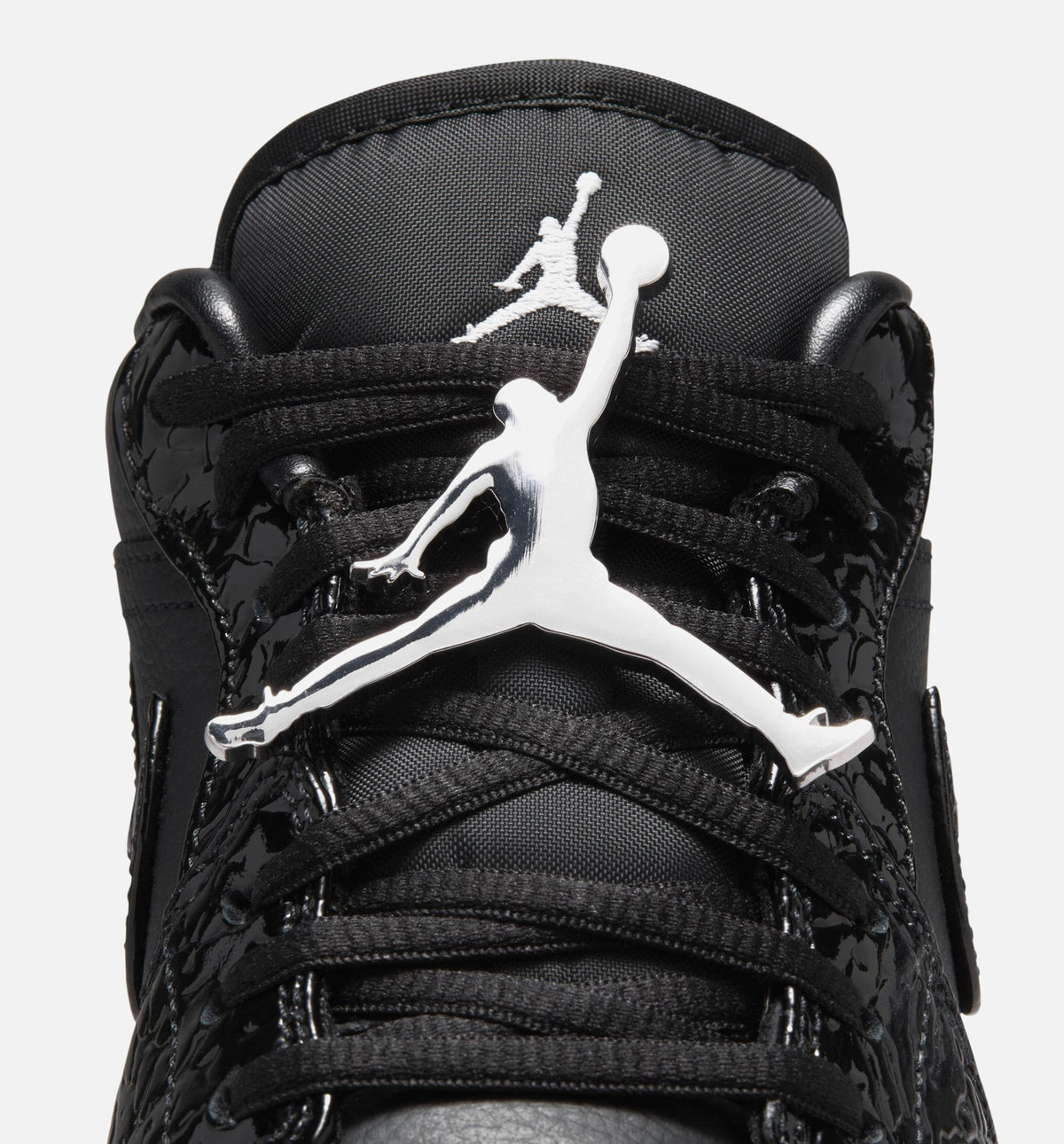 Air Jordan 1 Low Patent Elephant Women's Lifestyle Shoes - Black/White/Metallic Silver