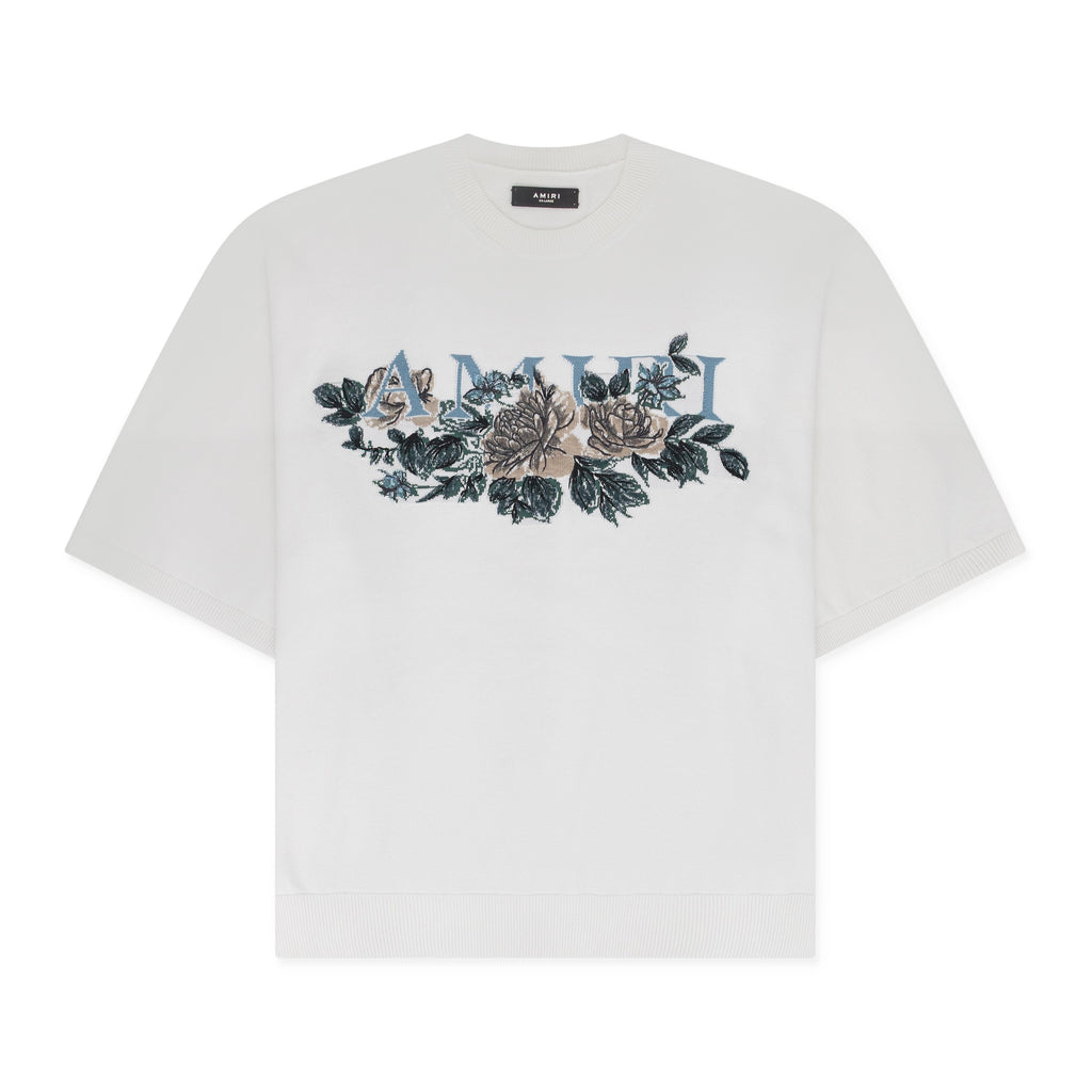 White Floral Amiri Logo T-shirt