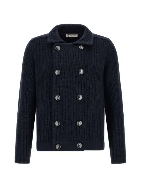 Brunello Cucinelli cashmere half English rib mariner cardigan