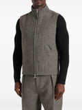 Manière De Voir Levi in grey herringbone wool zip gilet