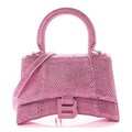 Strass Suede Hourglass Top Handle Bag XS Pink