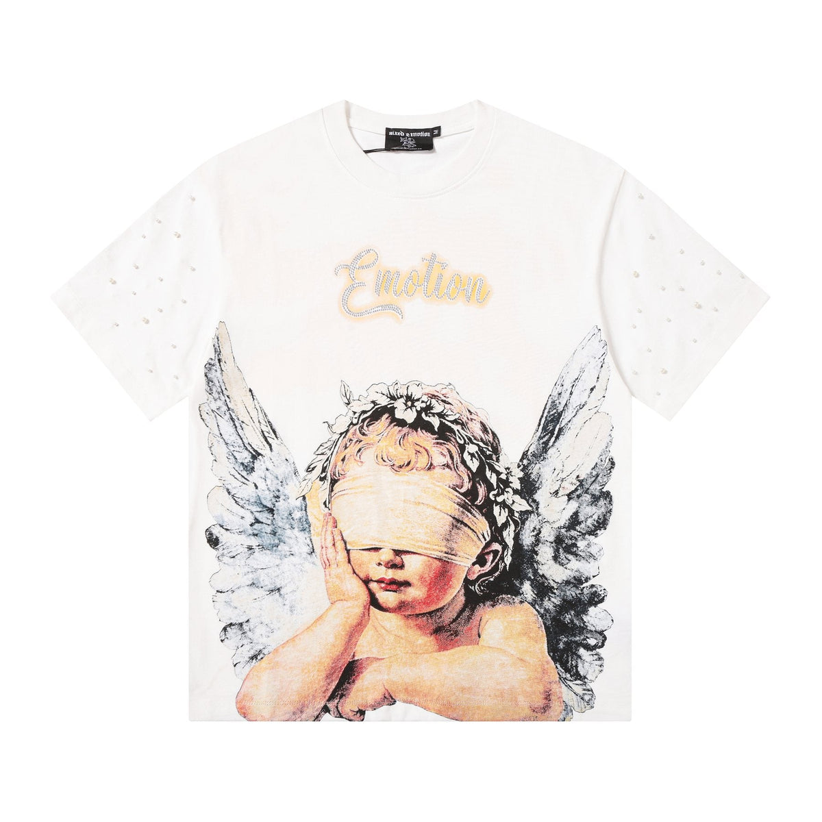 MIXED EMOTION Angel Graphic Pearl-Sleeve T-Shirt