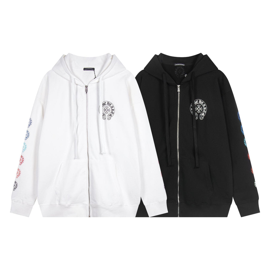 Chrome Hearts Rainbow Horseshoe Graphic Zip-Up Hoodie