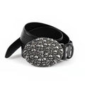 Chrome Skull Pile Belt Stacked Skulls Buckle Dark Punk Leather Waist