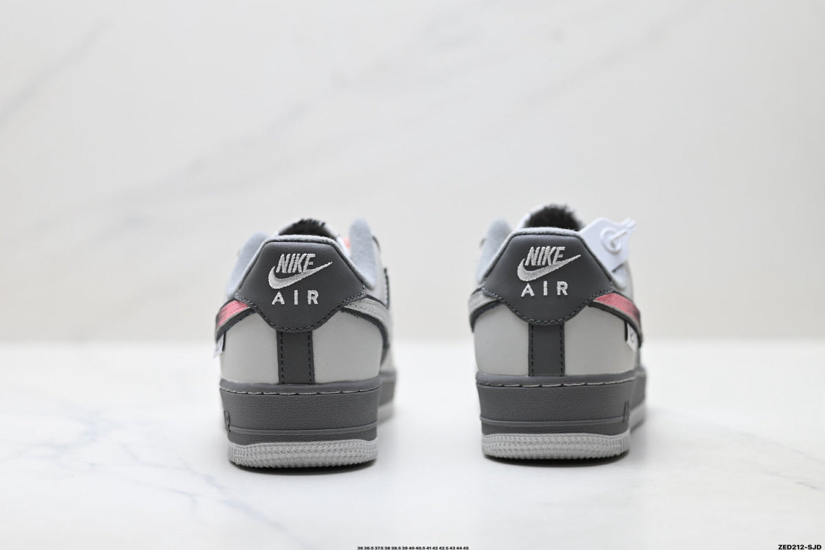 Nike Air Force 1 Low Gray Black Pink Unisex Sneakers Style 09