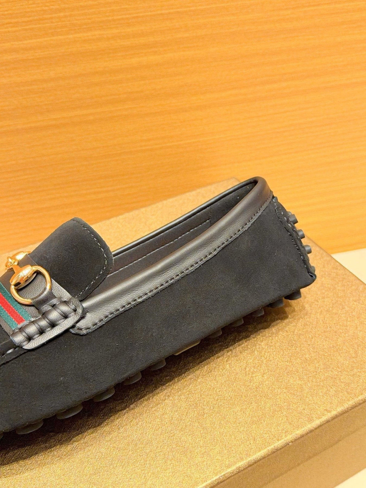 Men's Black Web Stripe Bit Loafers
