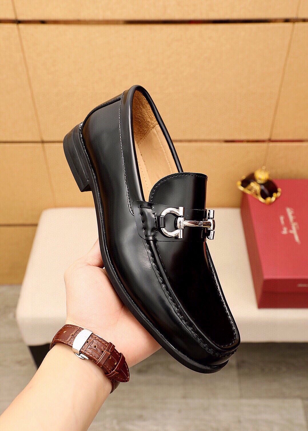 Ferragamo Black Metal-Bit Loafers - Stacked Heel