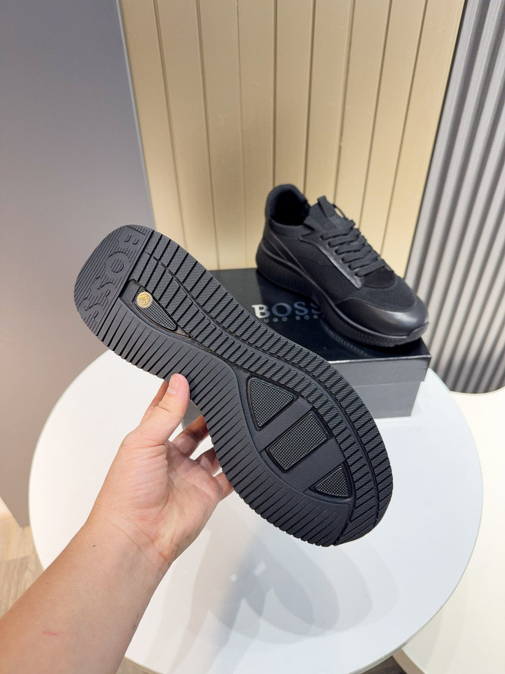 BOSS Black Mesh Running Shoes