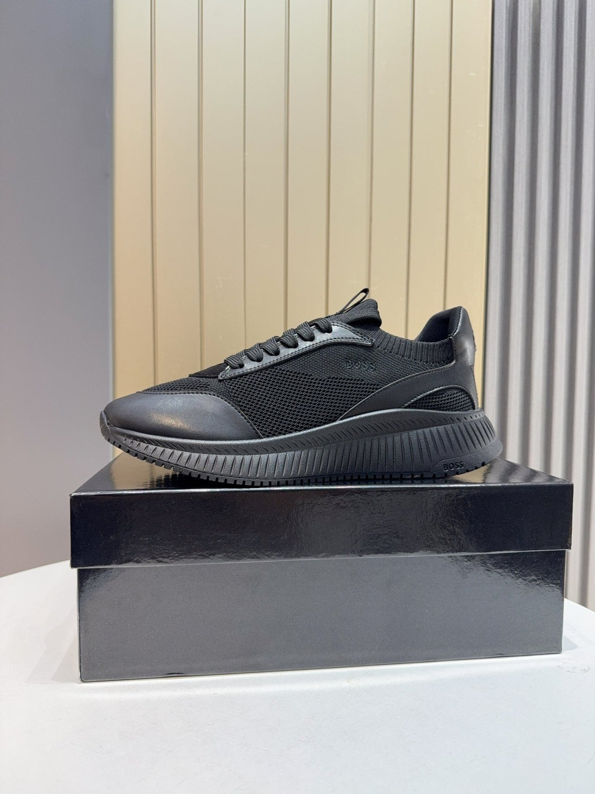 BOSS Black Mesh Running Shoes