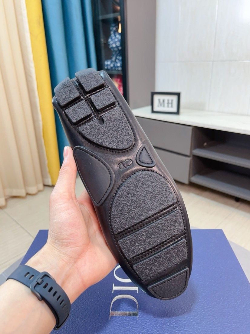 Dior Black Silver-Accent Loafers
