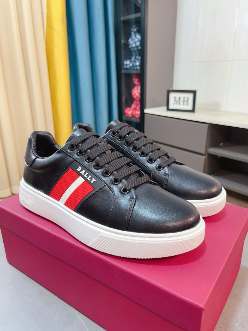 Bally Red Stripe Low-Top Sneakers