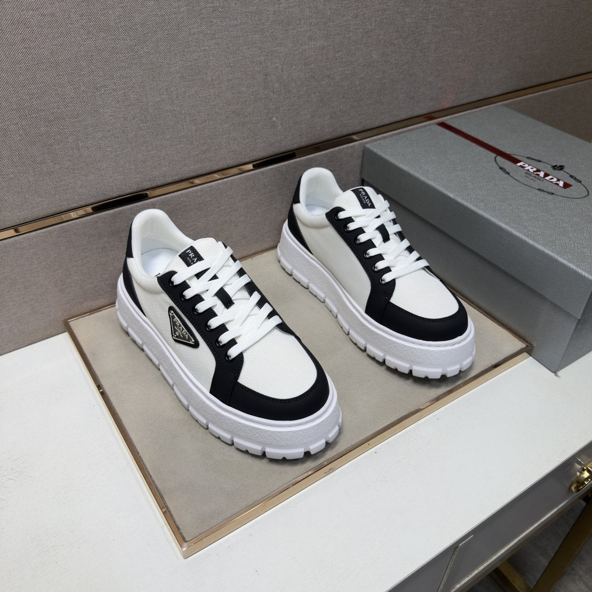 Prada Men's Paneled Low-Top Sneakers