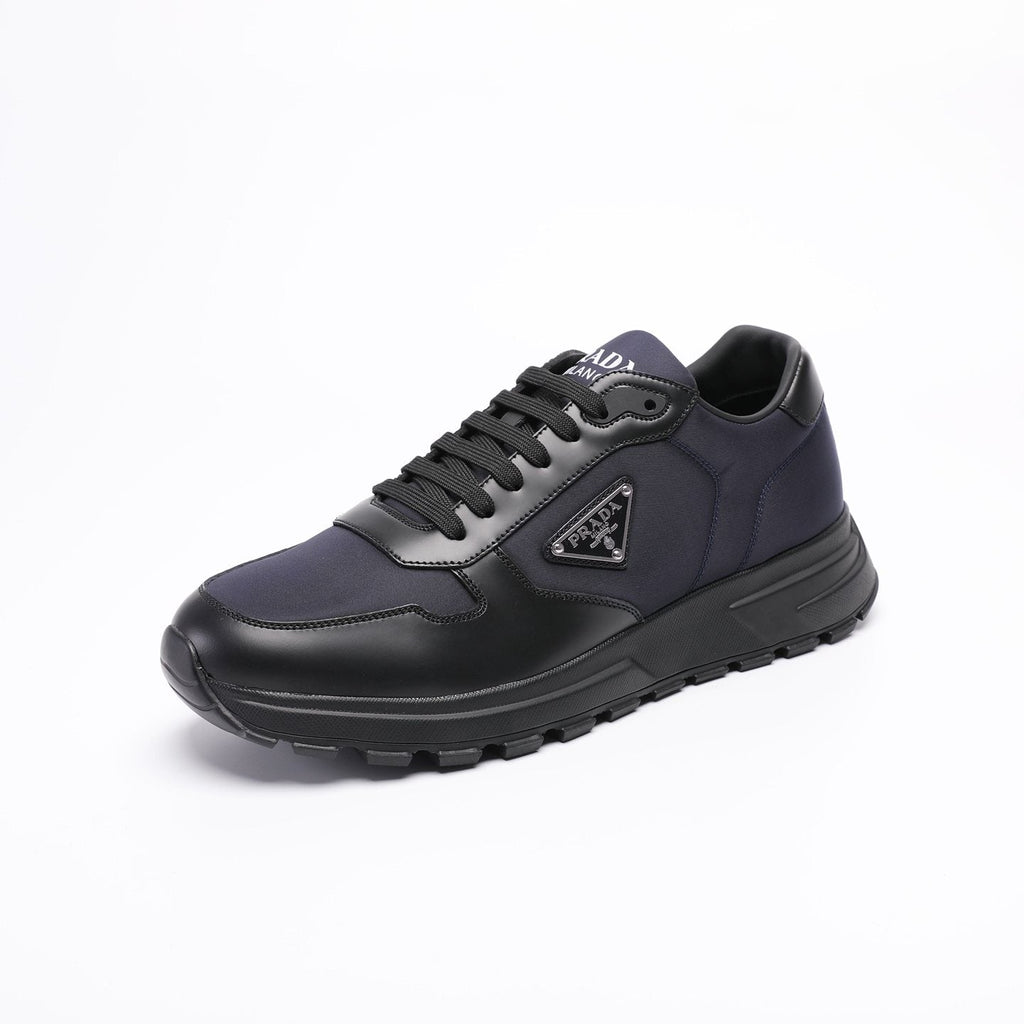 Prada Men's Triangle Plaque Low-Top Sneakers - Lugged Outsole