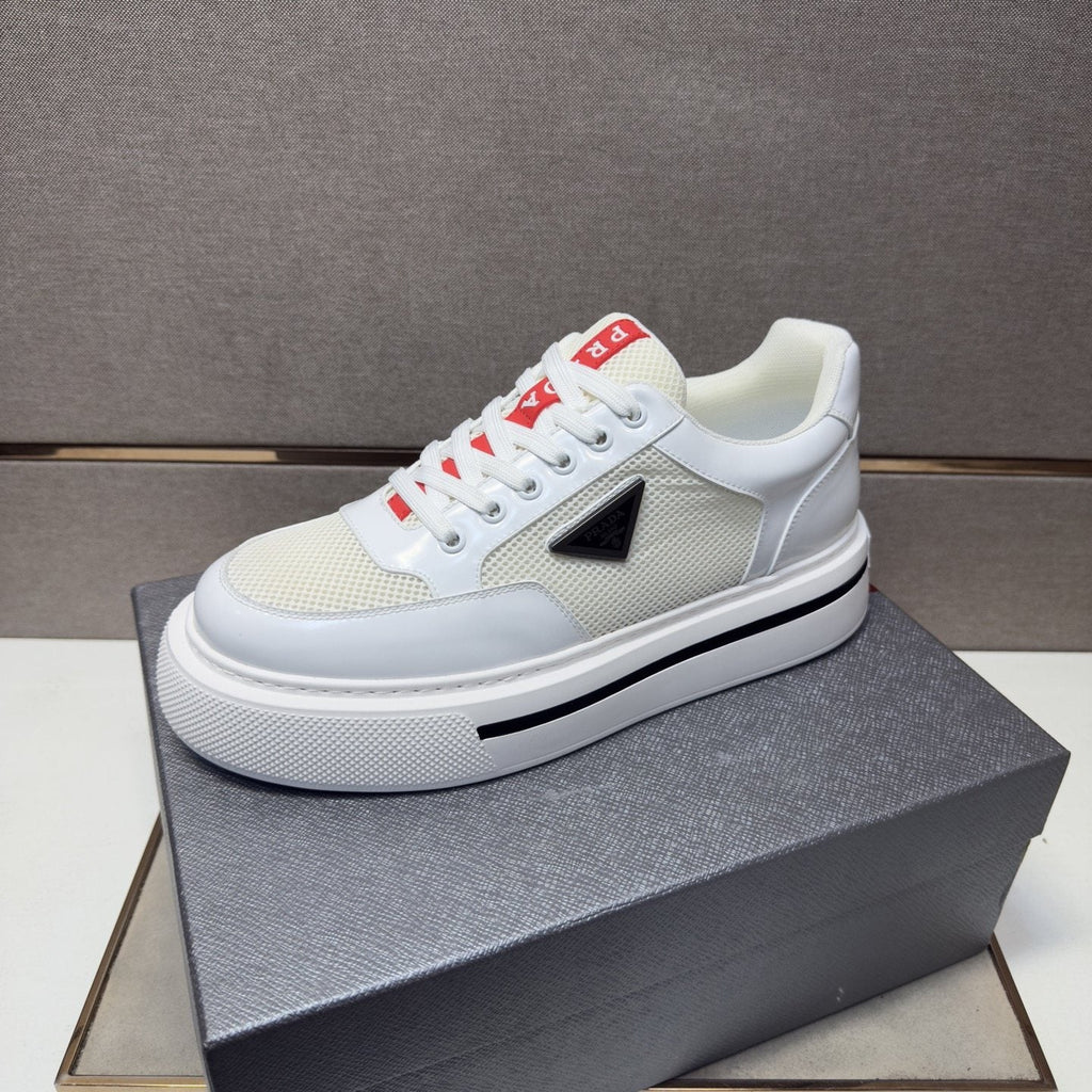 Prada Men's Contrast Panel Low-Top Sneakers