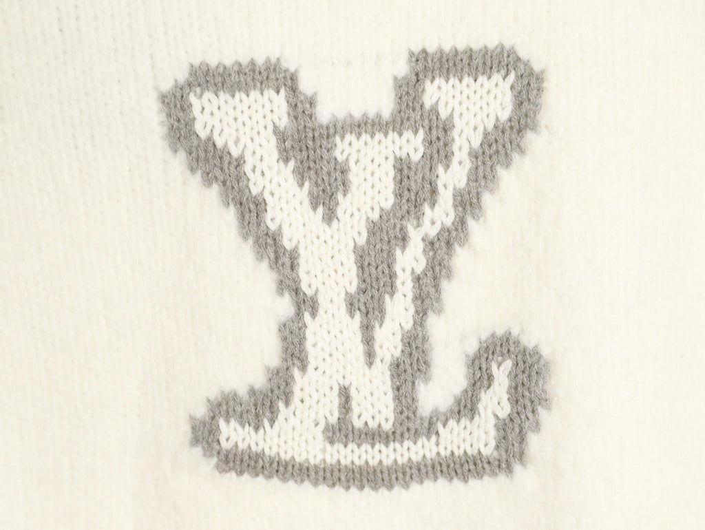 Louis Vuitton 22FW Large LV-Motif Knit Sweater - Ivory